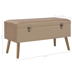 Banc avec compartiment de rangement 80 cm Beige Velours