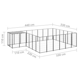 Chenil Noir 12,1 m² Acier