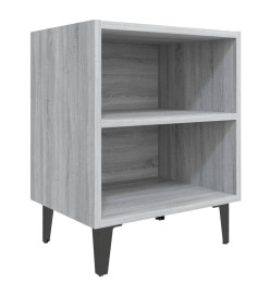 Table de chevet avec pieds en métal Sonoma gris 40x30x50 cm