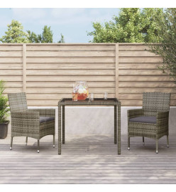 Ensemble de salle à manger de jardin 3 pcs avec coussins Gris