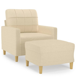 Fauteuil avec repose-pied Crème 60 cm Tissu