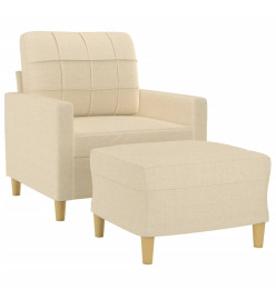 Fauteuil avec repose-pied Crème 60 cm Tissu