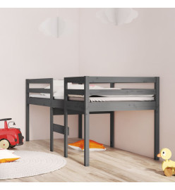Lit haut Gris 80x200 cm Bois de pin massif