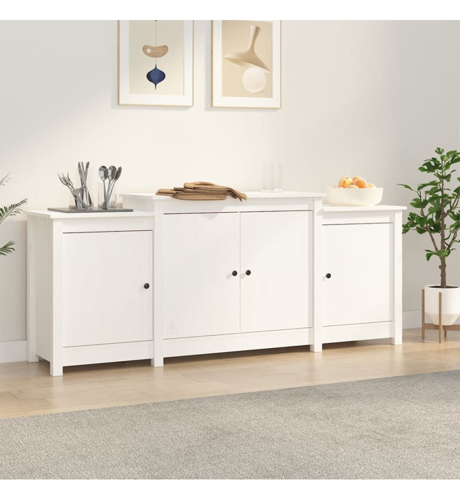 Buffet Blanc 164x37x68 cm Bois massif de pin Buffet Blanc 164x37x68 cm Bois massif de pin