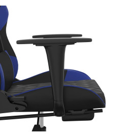 Chaise de jeu avec repose-pied Noir et bleu Similicuir