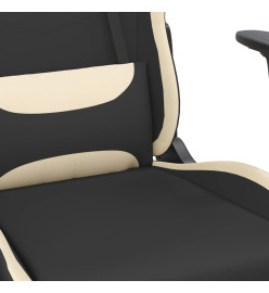 Chaise de jeu de massage avec repose-pied Noir et crème Tissu