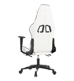 Chaise de jeu avec repose-pied Blanc et noir Similicuir