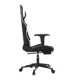 Chaise de jeu avec repose-pied Noir et blanc Similicuir