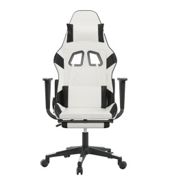 Chaise de jeu de massage avec repose-pied Blanc&Noir Similicuir