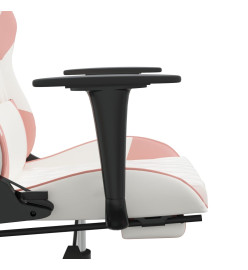 Chaise de jeu de massage avec repose-pied Blanc&Rose Similicuir