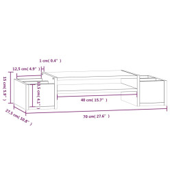 Support de moniteur Blanc 70x27,5x15 cm Bois de pin solide