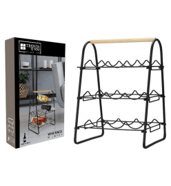 Home&Styling Casier à vin pour 9 bouteilles métal noir et naturel