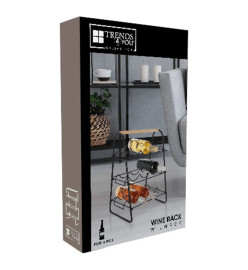 Home&Styling Casier à vin pour 9 bouteilles métal noir et naturel