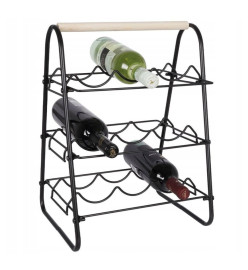 Home&Styling Casier à vin pour 9 bouteilles métal noir et naturel