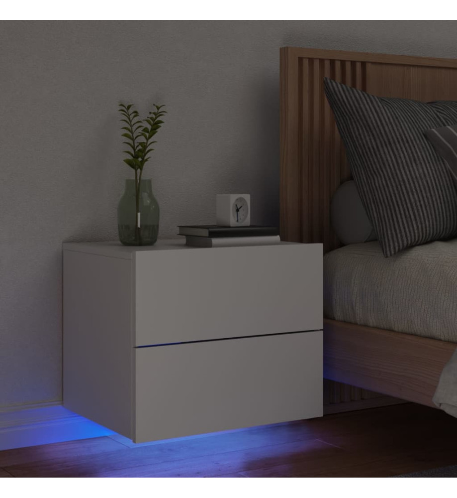 Table de chevet murale avec lumières LED blanc Table de chevet murale avec lumières LED blanc