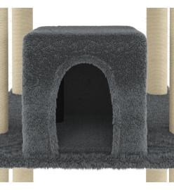 Arbre à chat avec griffoirs en sisal Gris foncé 216 cm