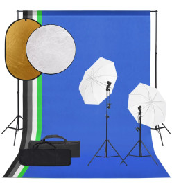 Kit de studio photo avec éclairage toile de fond et réflecteur