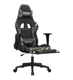 Chaise de jeu avec repose-pied Noir et camouflage Similicuir