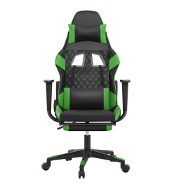 Chaise de jeu avec repose-pied Noir et vert Similicuir