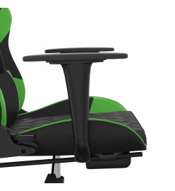 Chaise de jeu avec repose-pied Noir et vert Similicuir