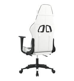 Chaise de jeu de massage avec repose-pied Blanc noir Similicuir