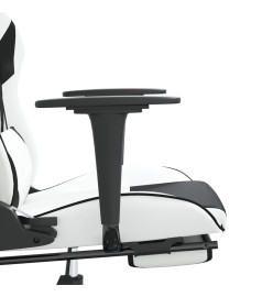 Chaise de jeu de massage avec repose-pied Blanc noir Similicuir