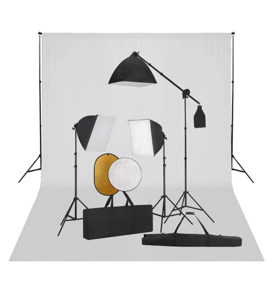 Kit de studio photo boîte à lumière toile de fond et réflecteur