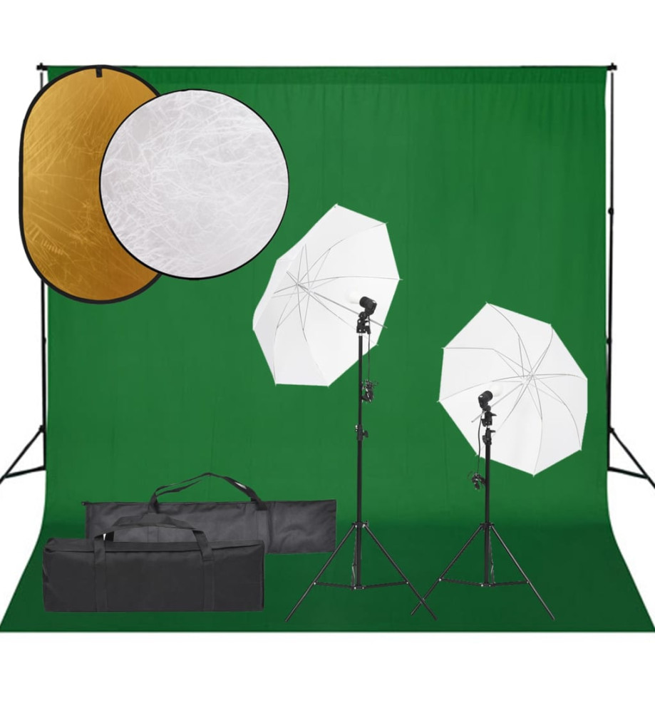 Kit de studio photo avec éclairage toile de fond et réflecteur