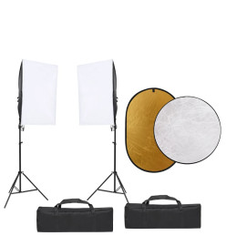 Kit de studio photo avec éclairage toile de fond et réflecteur