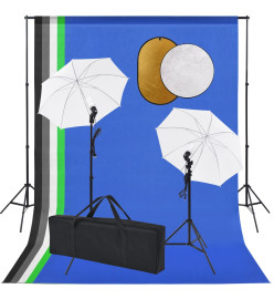 Kit de studio photo avec lampes toile de fond et réflecteur