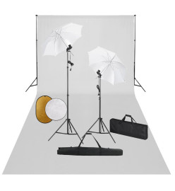 Kit de studio photo avec lampes toile de fond et réflecteur