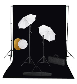 Kit de studio photo avec lampes toile de fond et réflecteur