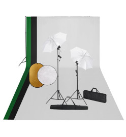 Kit de studio photo avec lampes toile de fond et réflecteur