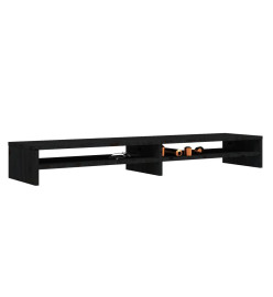 Support de moniteur Noir 100x24x13 cm Bois de pin solide