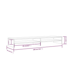 Support de moniteur Gris 100x24x13 cm Bois de pin solide