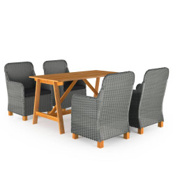 Ensemble de salle à manger de jardin 5 pcs Gris clair