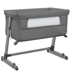 Lit pour bébé avec matelas Gris foncé Tissu de lin