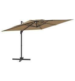 Parasol cantilever à double toit Taupe 400x300 cm