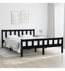 Cadre de lit Noir Bois massif 150x200 cm Très grand