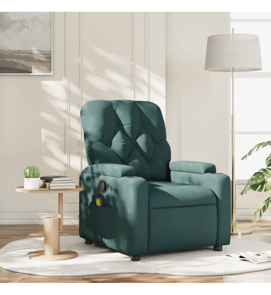 Fauteuil de massage inclinable Vert foncé Tissu