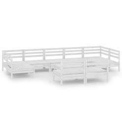Salon de jardin 10 pcs Blanc Bois de pin massif