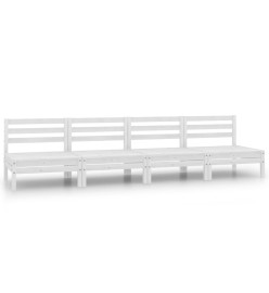 Canapés centraux de jardin 4 pcs Blanc Bois de pin massif