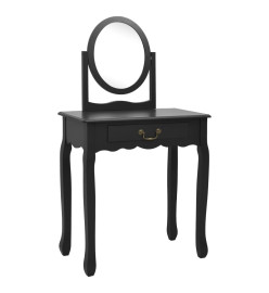 Coiffeuse et tabouret Noir 65x36x128 cm Bois de paulownia MDF