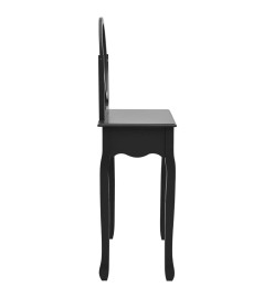 Coiffeuse et tabouret Noir 65x36x128 cm Bois de paulownia MDF