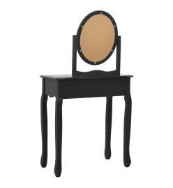 Coiffeuse et tabouret Noir 65x36x128 cm Bois de paulownia MDF