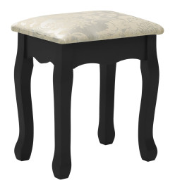 Coiffeuse et tabouret Noir 65x36x128 cm Bois de paulownia MDF