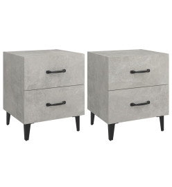 Tables de chevet 2 pcs Gris béton 40x35x47,5 cm