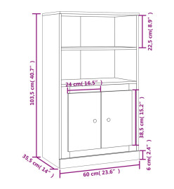 Buffet haut noir 60x35,5x103,5 cm bois d'ingénierie