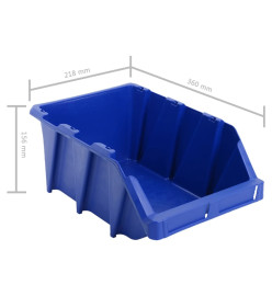 Bac de rangement empilable 35 pcs 218x360x156 mm Bleu