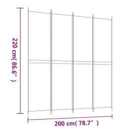 Cloison de séparation 4 panneaux Blanc 200x220 cm Tissu